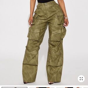 Fashion Nova Khaki Wide Leg Cargo Pants